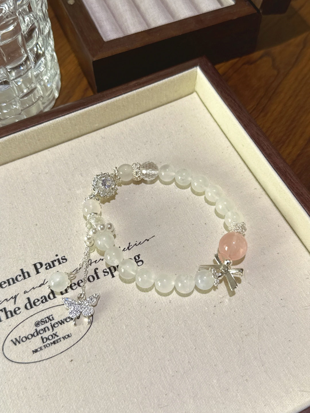 ▫️▪️ Blue moonlight pink quartz bracelet